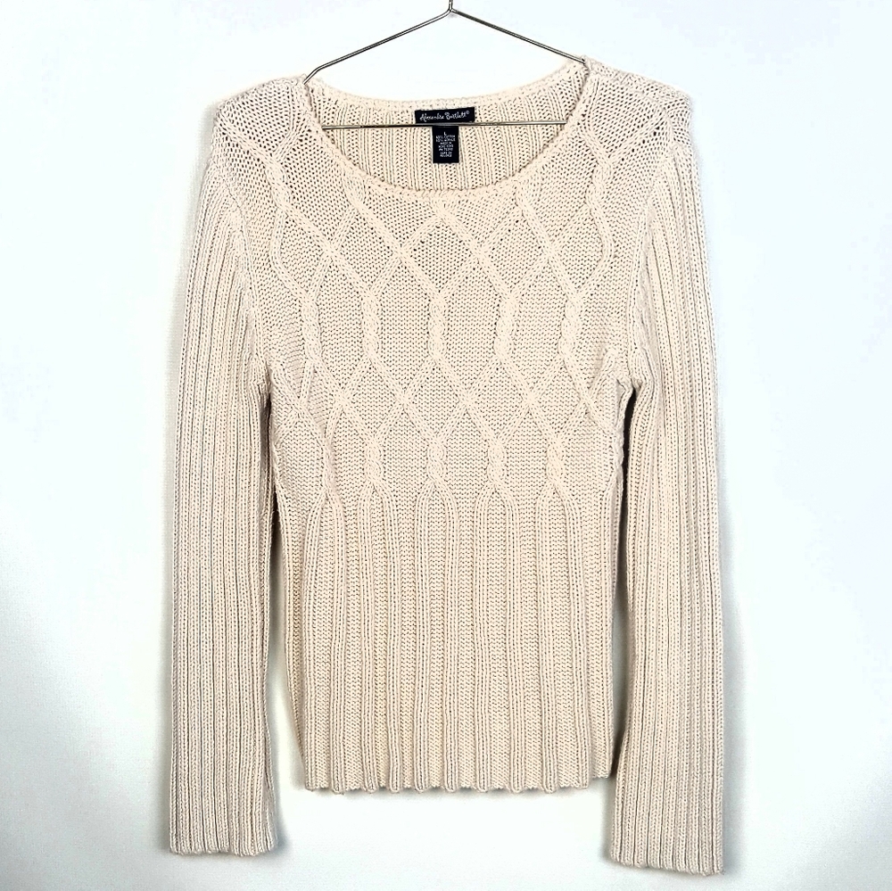 Alexandra Barrett Cream Cable Knit Sweater L